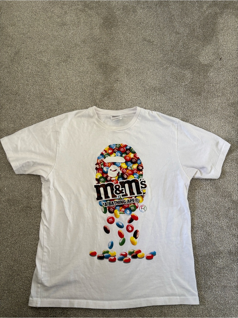A Bathing Ape x M&M's White Graphic Short-Sleeve Tee